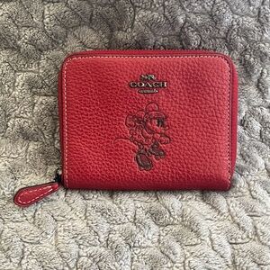 Coach Red Cartoon Embossed Leather Wallet